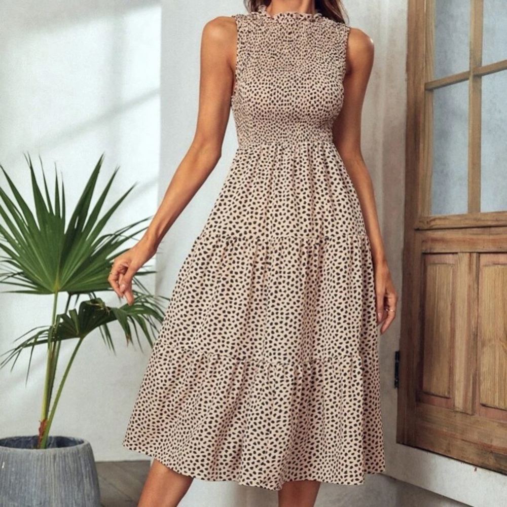 Boho shirred ruffle hem dress - Picture 5 of 5